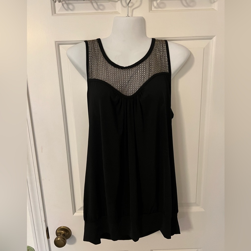 City Chic (18) Black Tank with Sheer Detail
